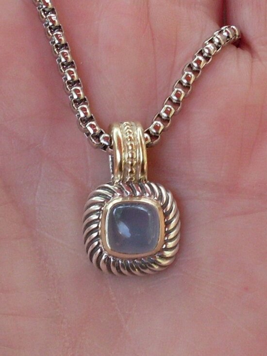 David Yurman Jewelry - Rare & Retired David Yurman Albion Chalcedony Enhancer Pendant w/Chain - 14K/925